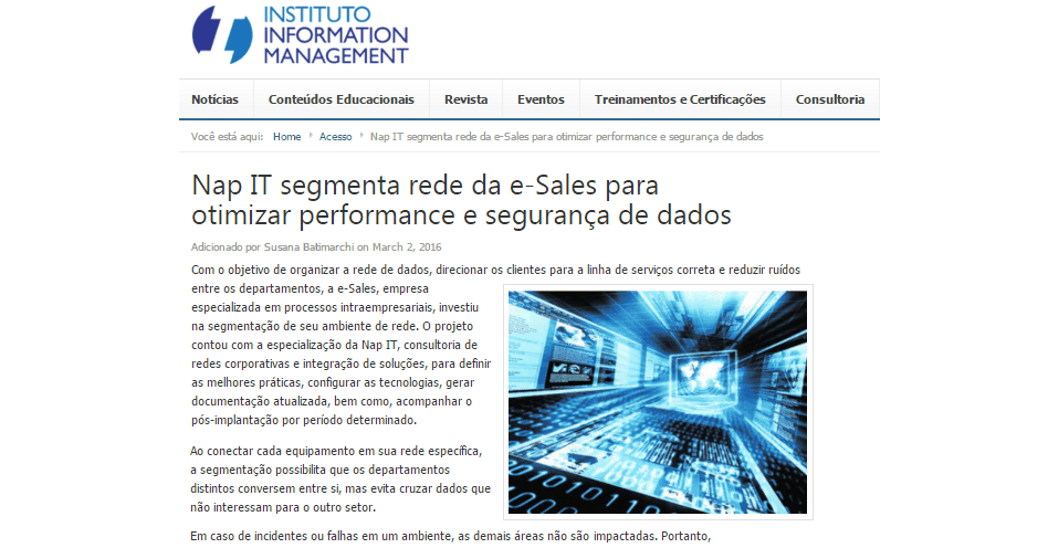 Document Management: Nap IT segmenta rede da e-Sales para otimizar performance e segurança de dados 1 e Sales